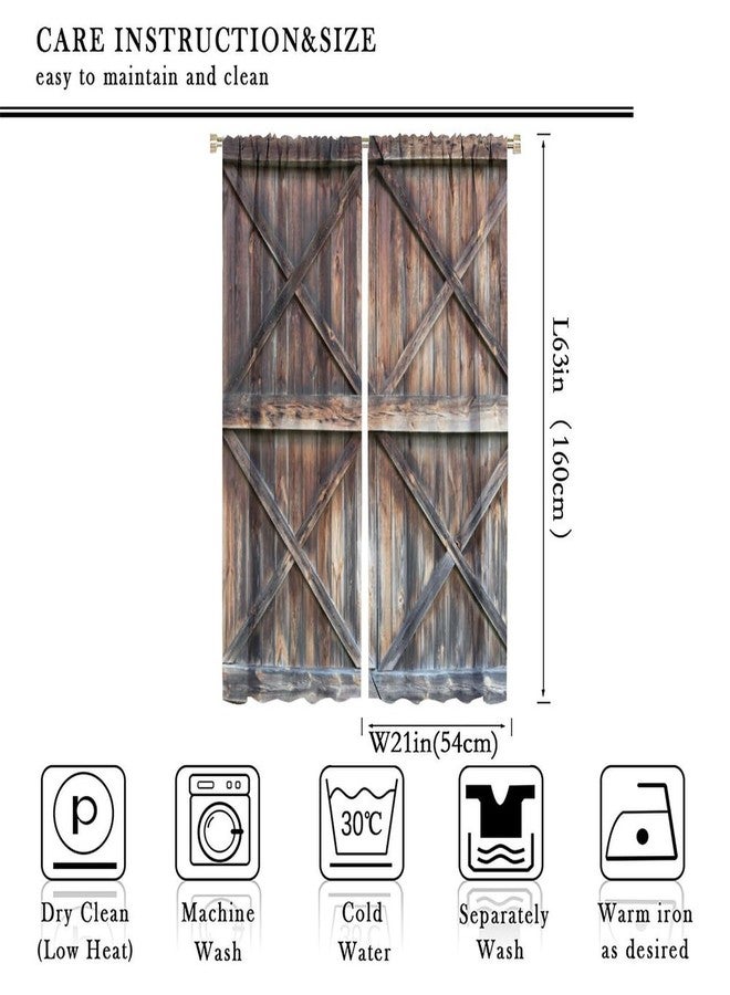 SENRUEGT Rustic Wooden Barn Door Curtains for Bedroom Decor,Old Barn Door Wooden Board Living Room Curtains,Farmhouse Western Retro Drapes 42x63in, Style-1 - Image 2